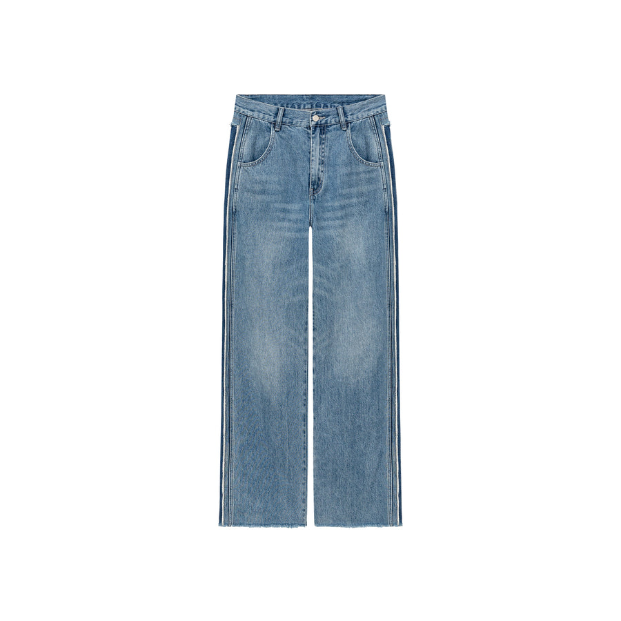 CHUU Frayed Denim Straight Jeans