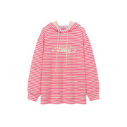 Logo Striped Loose Hoodie