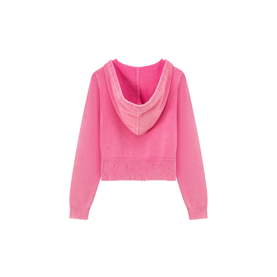 CHUU Color Knit Hooded Cardigan