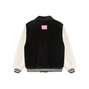 Color Combination Fleece Varsity Jacket