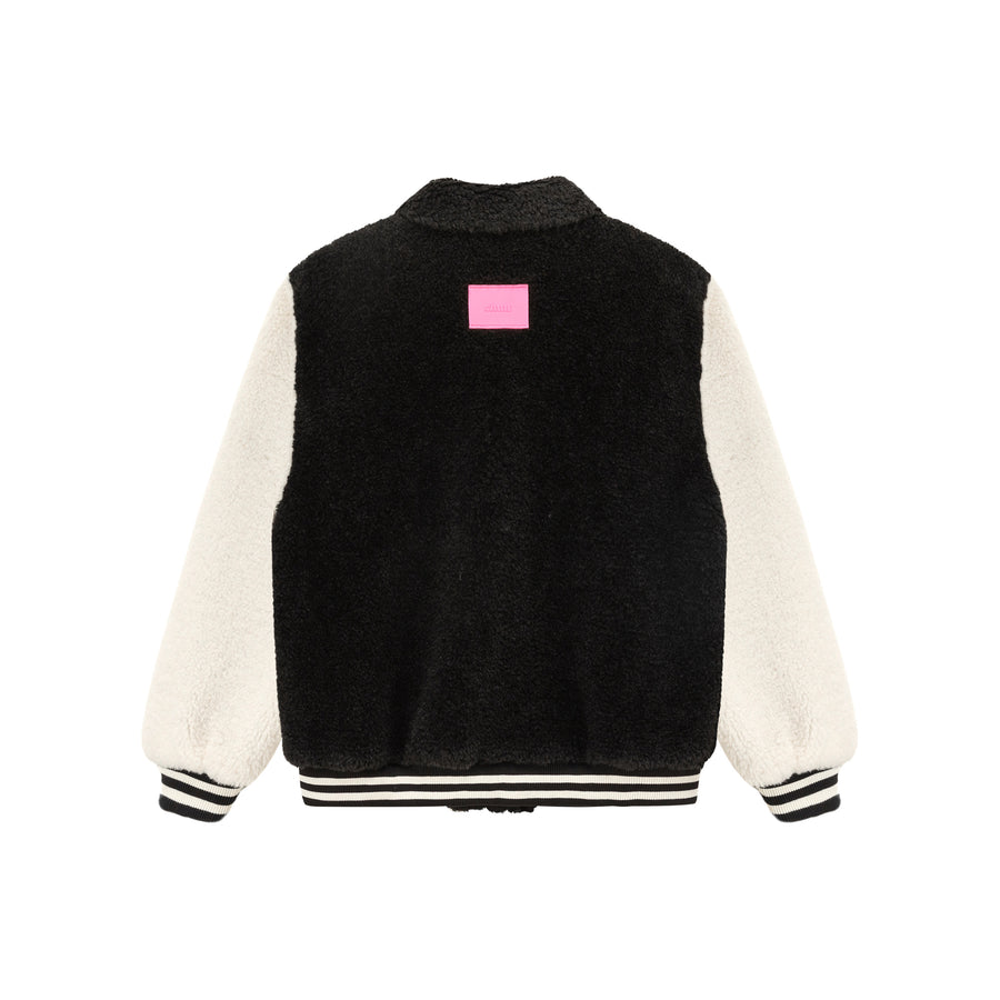 CHUU Color Combination Fleece Varsity Jacket