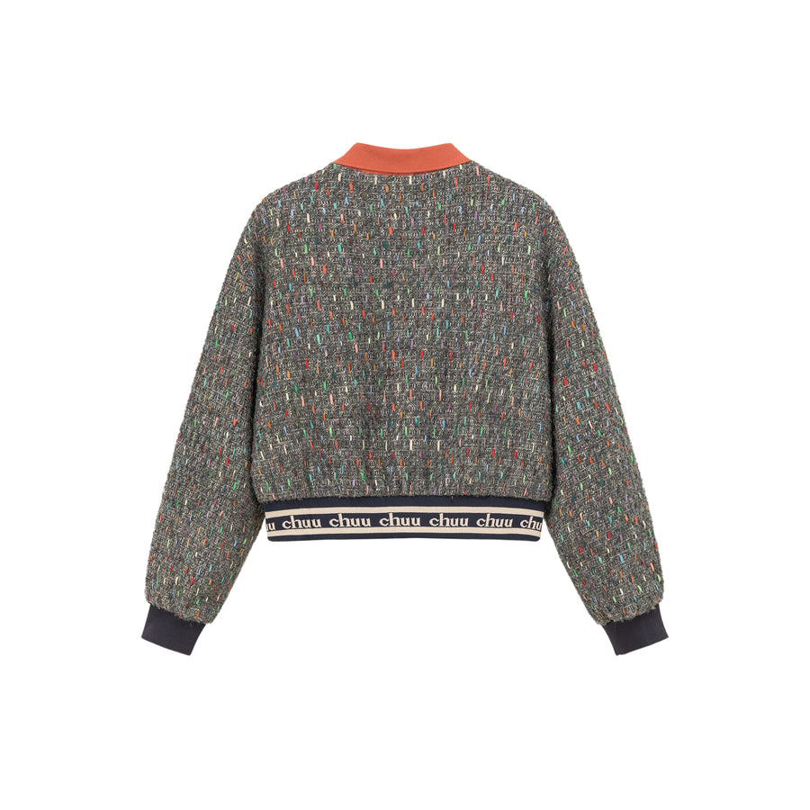 CHUU Multi Color Tweed Quilted Jacket