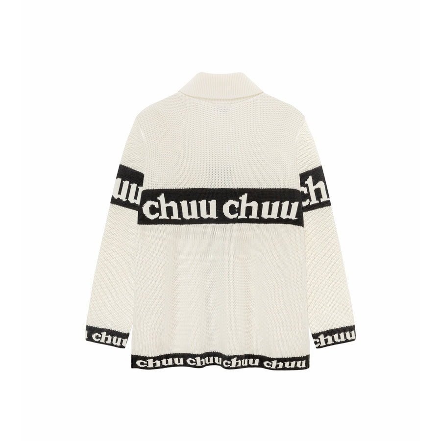 CHUU Lettering Color Block Logo Cardigan