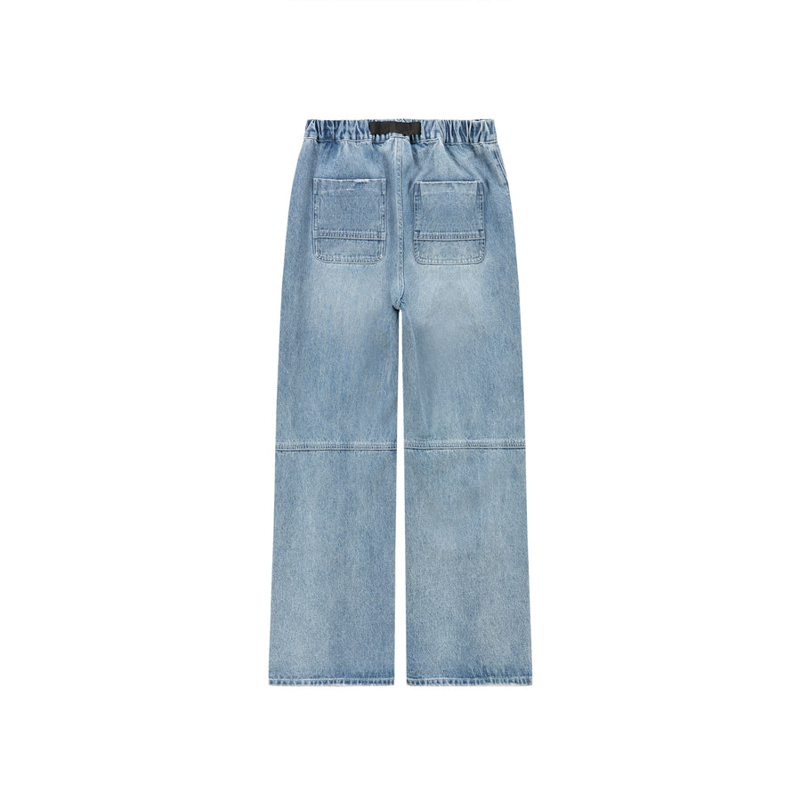 CHUU Elastic Waist Washed Wide Denim Jeans