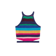 Rainbow Knit Side Slit Sleeveless Top