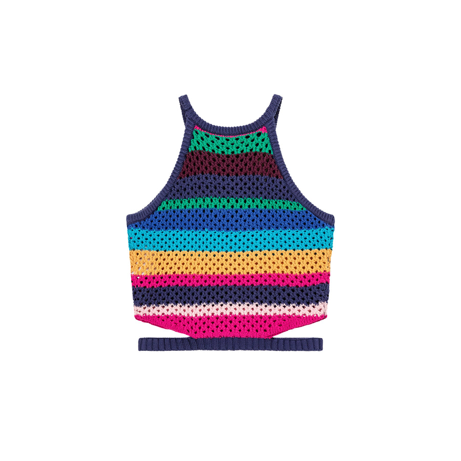 CHUU Rainbow Knit Side Slit Sleeveless Top