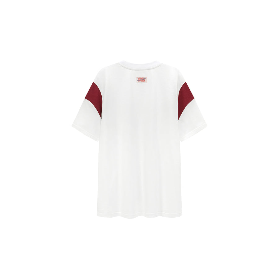 CHUU Logo Cotton Contrast Sleeves T-Shirt