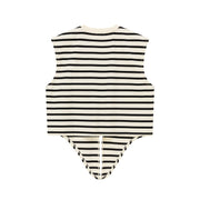 Striped Front Tie Loose Fit Sleeveless T-Shirt