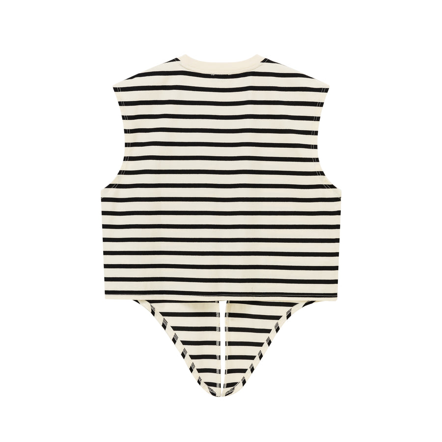 CHUU Striped Front Tie Loose Fit Sleeveless T-Shirt