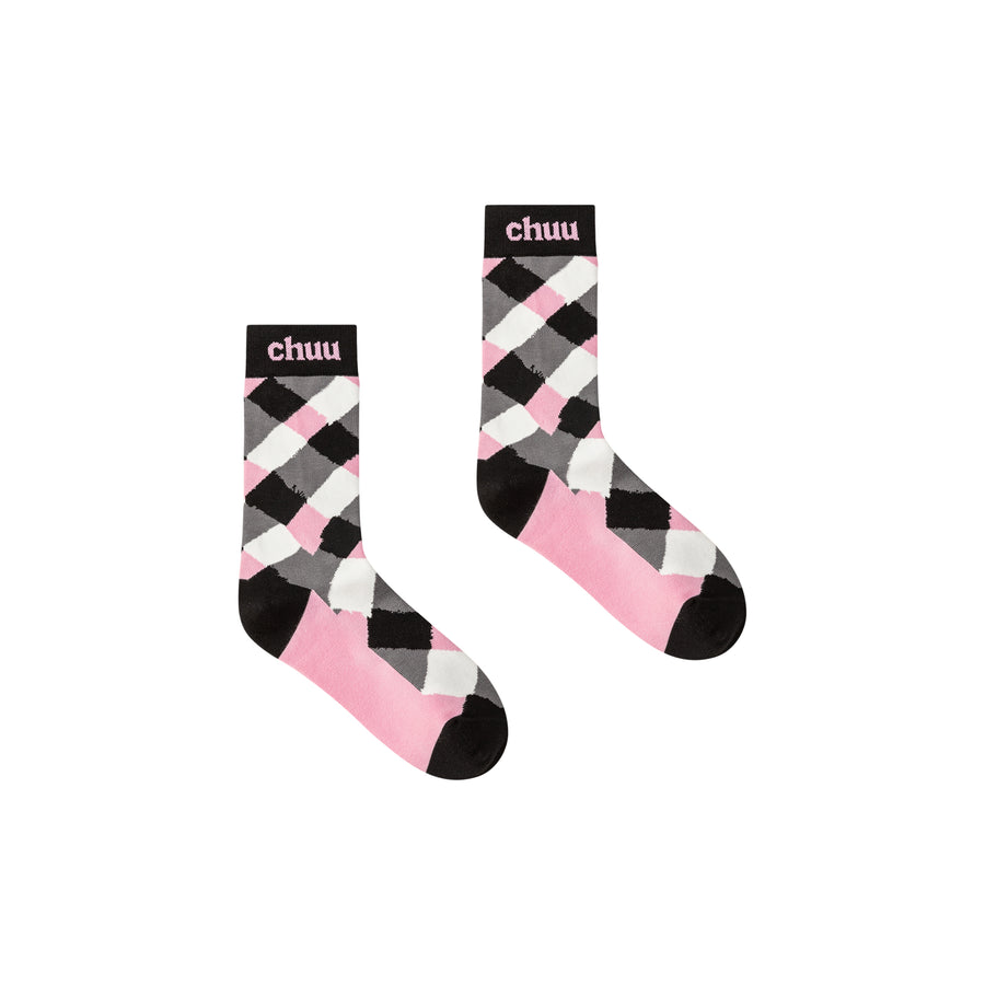 CHUU Check Color Matching Socks