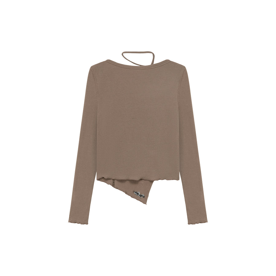 CHUU Halterneck Asymmetrical Button Top