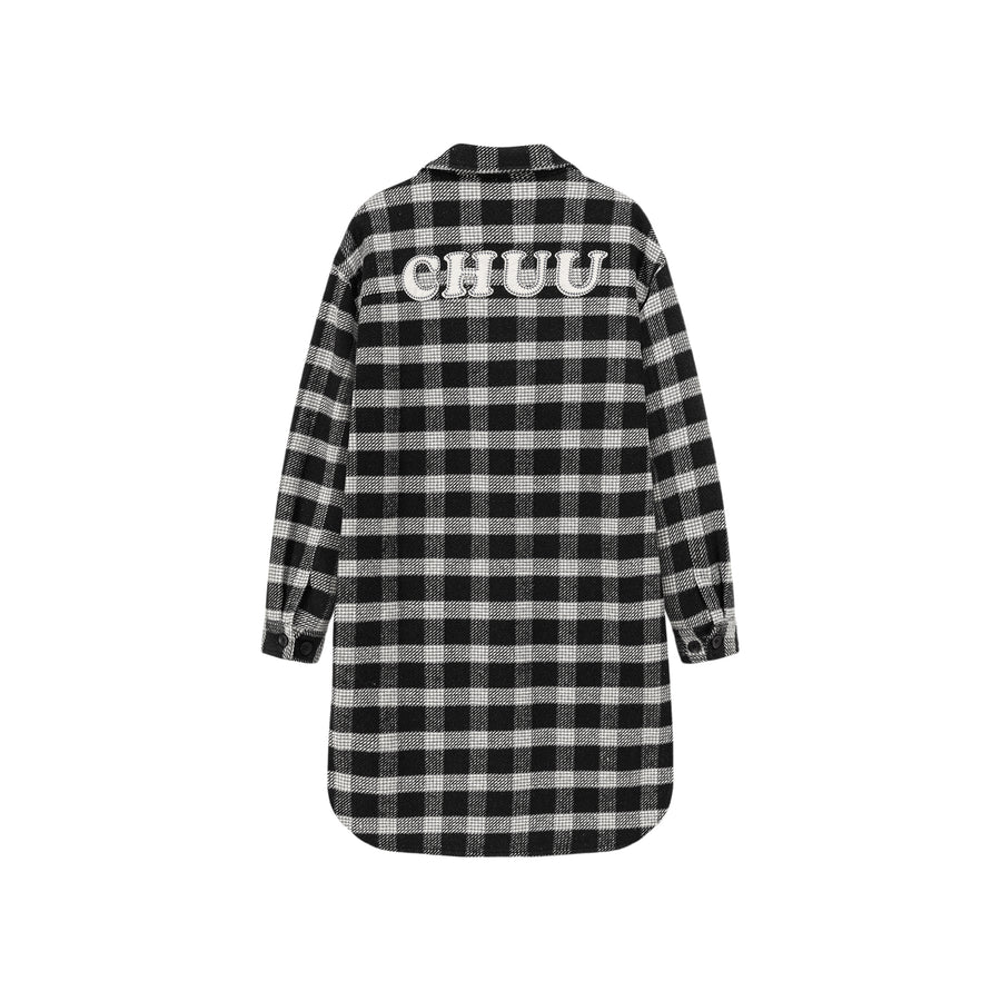 CHUU Check Long Button Coat