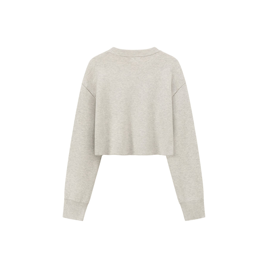 CHUU Simple Logo Crop Knit Top