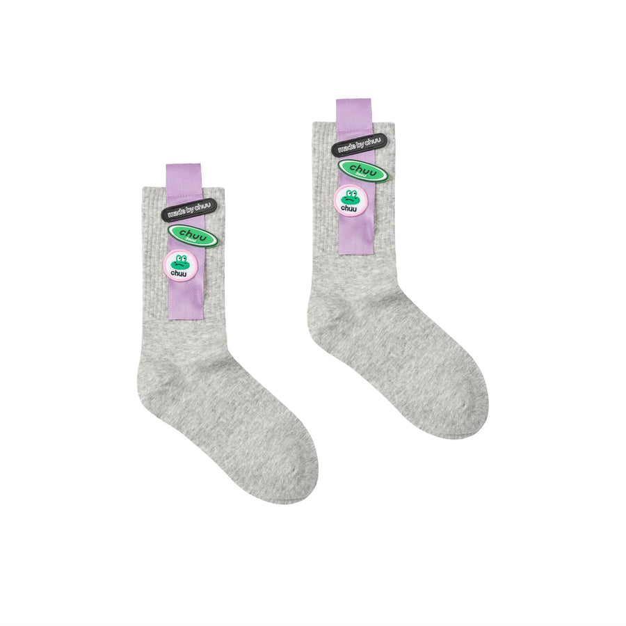 CHUU Colored Frog Sticker High Socks