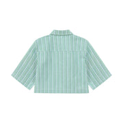 Boxy Vertical Stripes Cropped Shirt