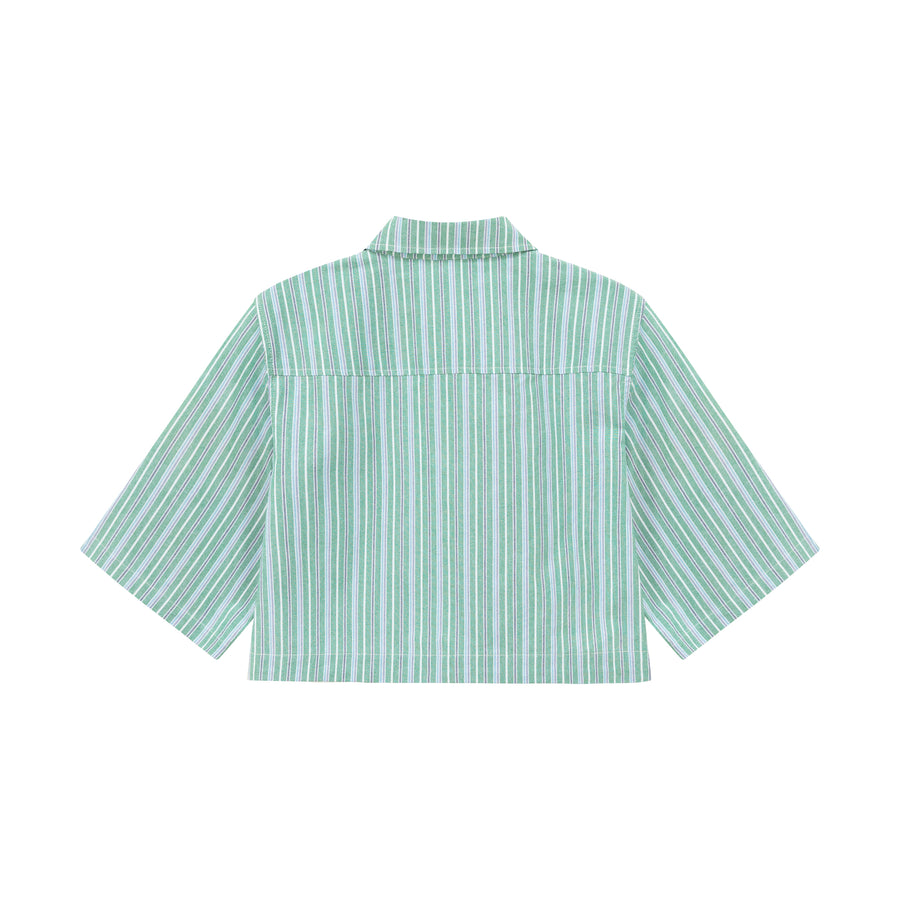 CHUU Boxy Vertical Stripes Cropped Shirt