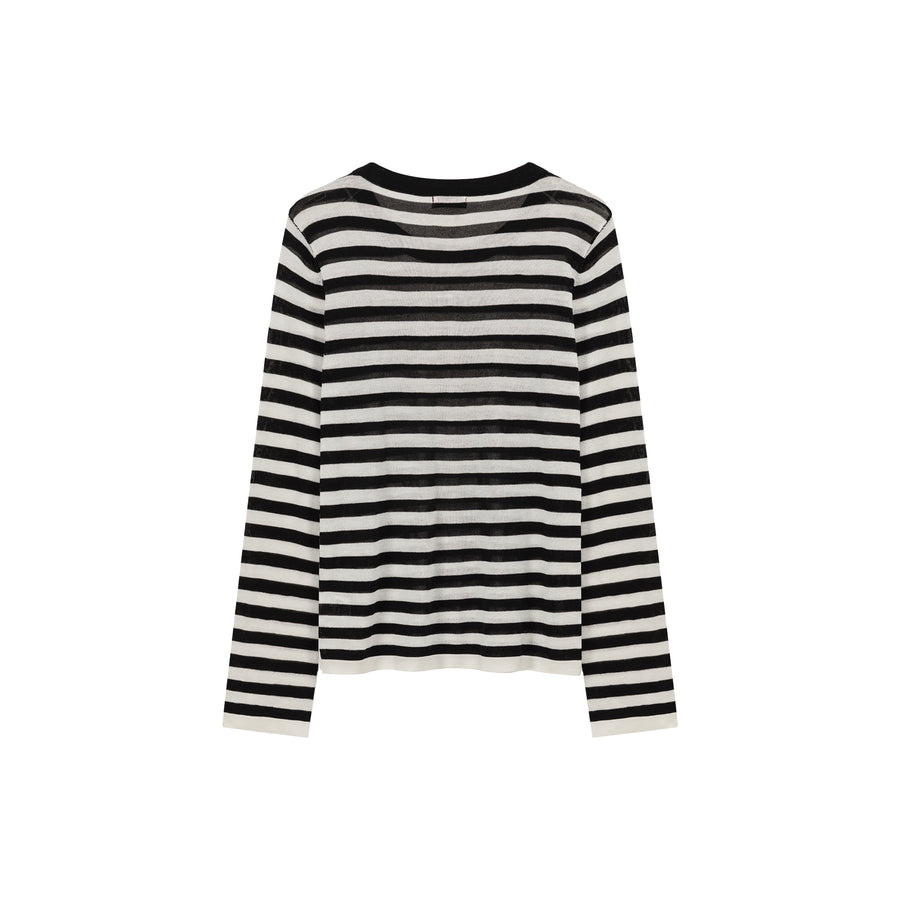 CHUU Stripe Knit Long Sleeve Top