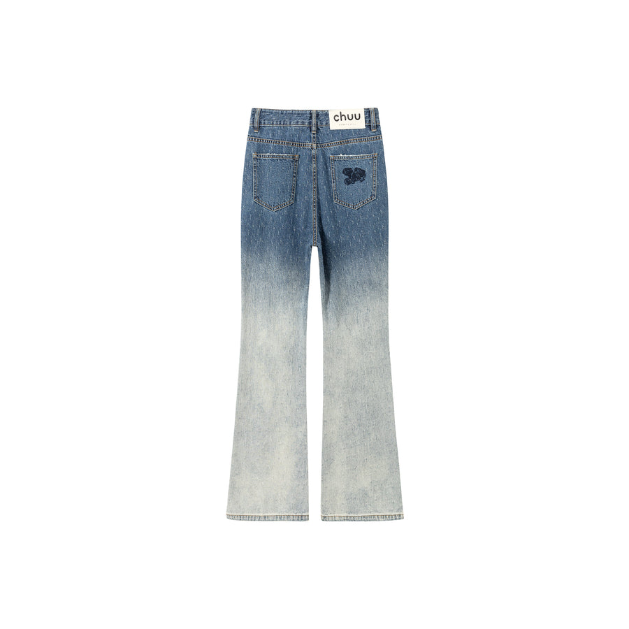 CHUU Gradient Distressed Denim Jeans