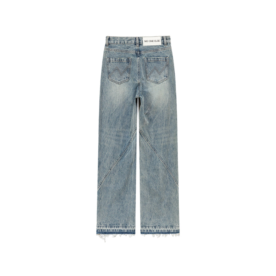 CHUU Simple Lined Leg Wide Denim Jeans