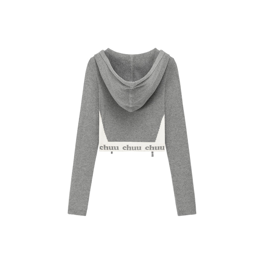 CHUU Hooded Crop Cardigan