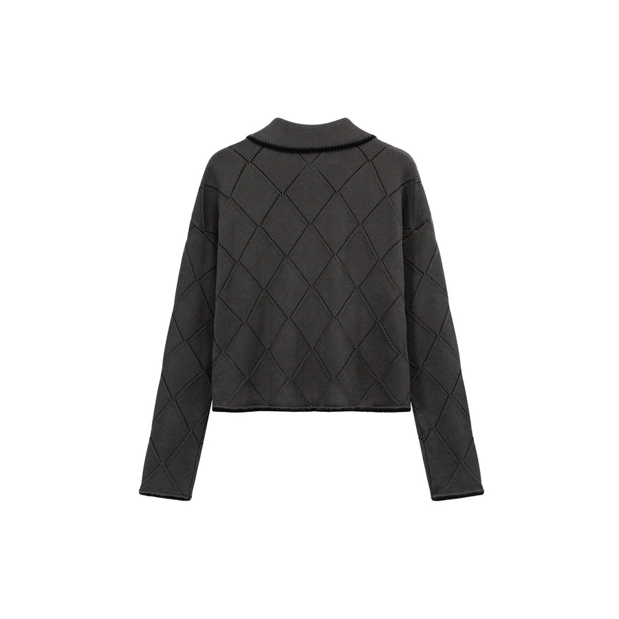 CHUU Argyle Zip-Up Cardigan