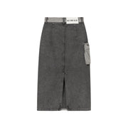 Grayscale Color Pocket Long Denim Skirt