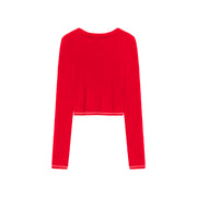 Slit Sleeves Button Crop Knit Sweater