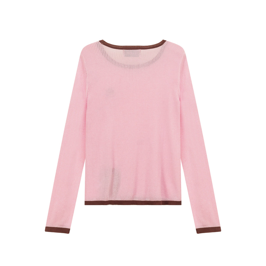 CHUU Slit Colorblocked Line Knit Top