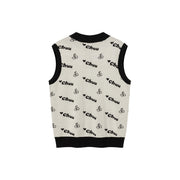 Cherry Lettering Sleeveless Knit Sweater Vest