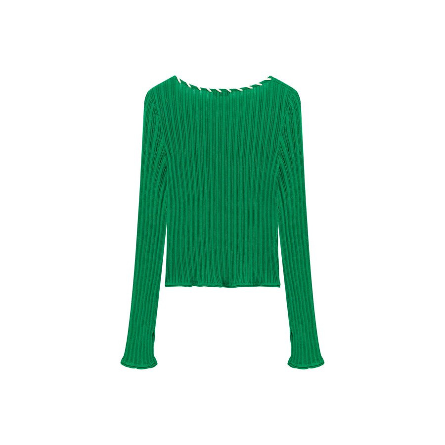 CHUU Color Ribbed Knit Top