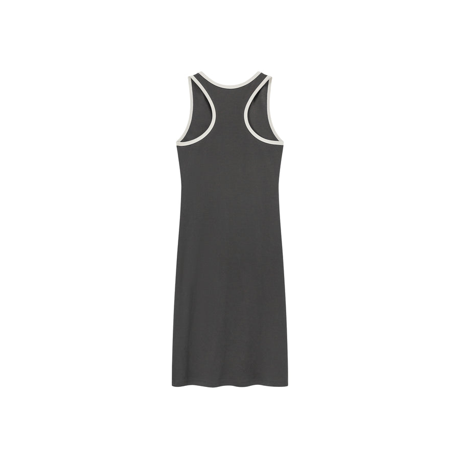 CHUU Lace Up Color Matching Sporty Long Dress