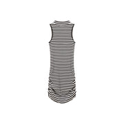 Striped Shirring Sleeveless Dress
