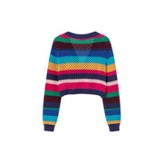 Rainbow Striped Ribbon Tie Bolero Cardigan