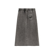 Elastic Waist Denim Cut Out Skirt