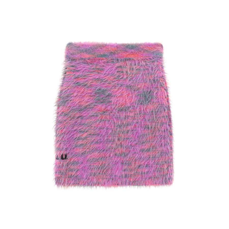 CHUU Logo Embroidered Fuzzy String Skirt