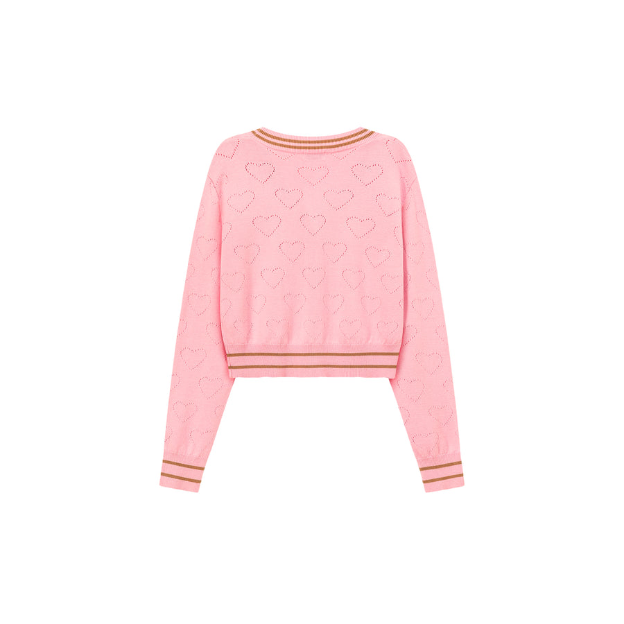 CHUU Heart Hole Pattern Knit Cardigan