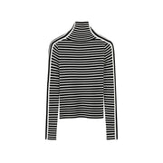 Striped High Neck Knit Top