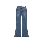 Heart Washed Bootcut Denim Jeans