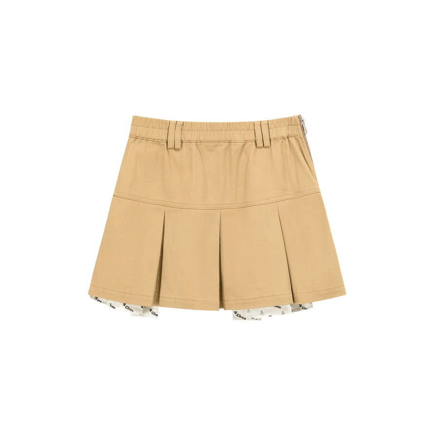 CHUU Pocket Lining Pleated Mini Skirt