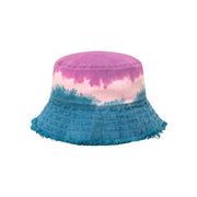 Rainbow Logo Gradient Raw Hem Bucket Hat