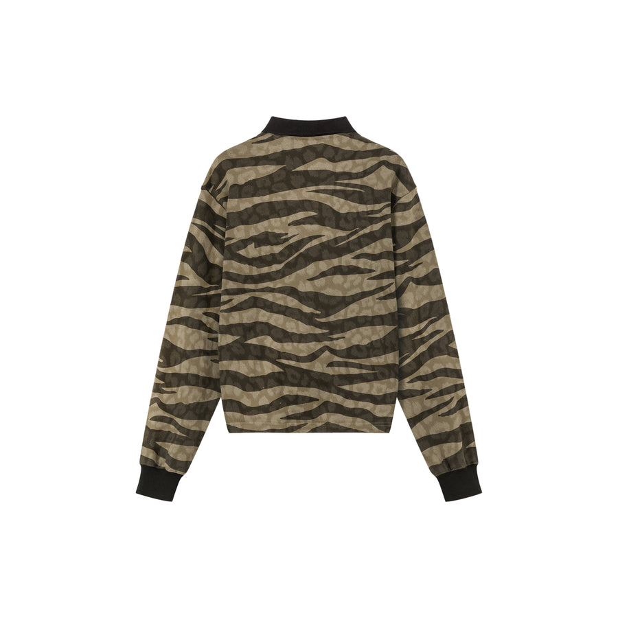 CHUU Zebra Half Zip Up String Sweatshirt