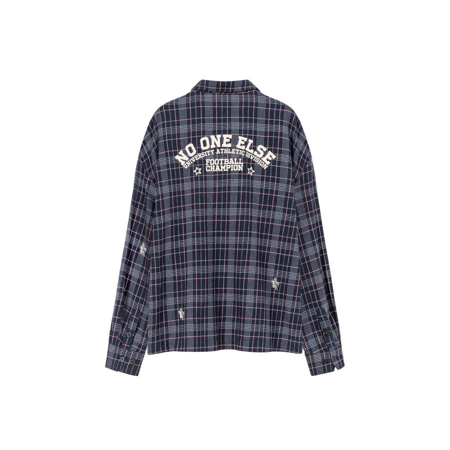 CHUU Back Logo Checked Loose Fit Shirt