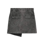 Asymmetrical Pockets Denim Mini Skirt