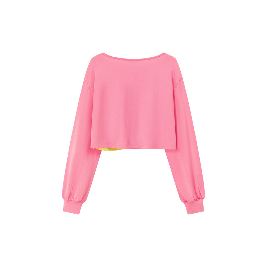 CHUU Color Matching Asymmetrical Layer Cropped T-Shirt