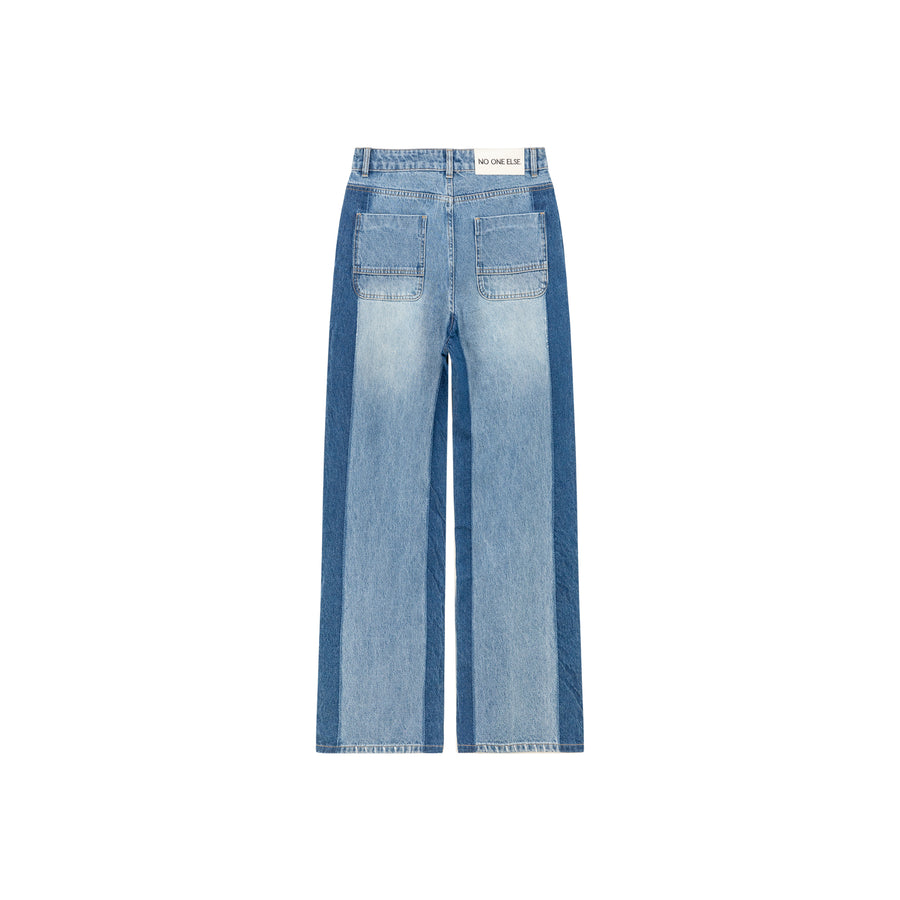 CHUU Washed Distressed Wide Jeans