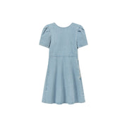 Puff Sleeve Denim Mini Dress