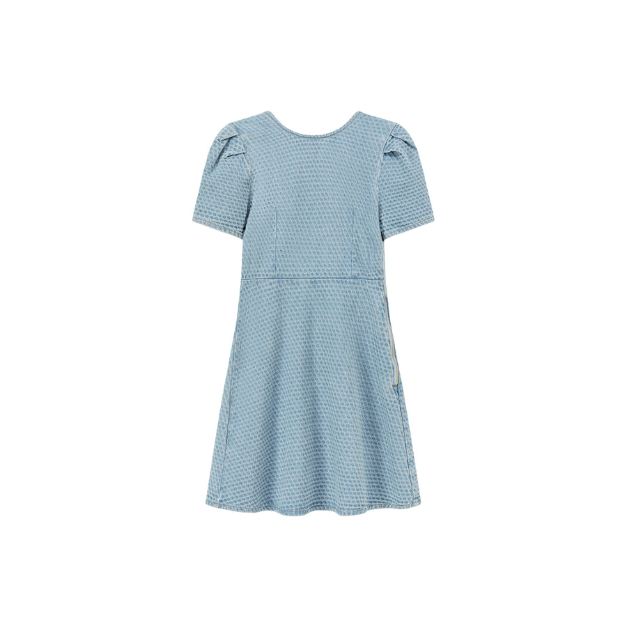 CHUU Puff Sleeve Denim Mini Dress