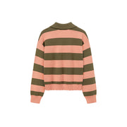 Polo Neck Striped Knit Top