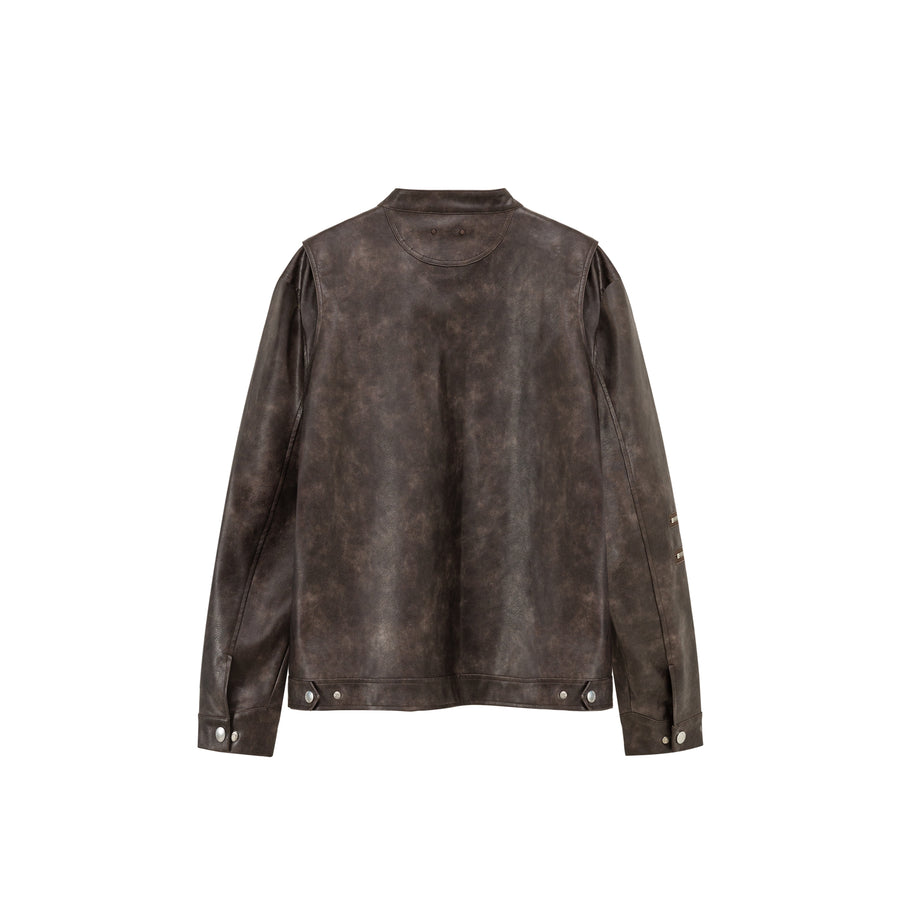 CHUU Boxy Leather Jacket