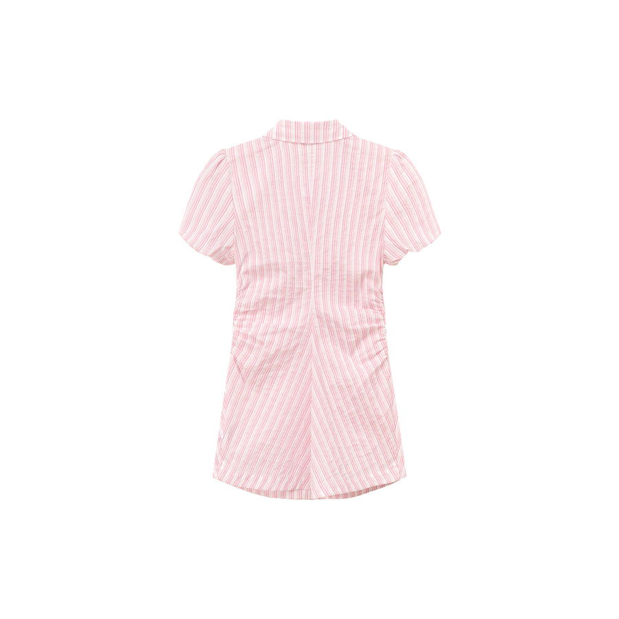 CHUU Puffy Short Sleeve Stripe Shirt